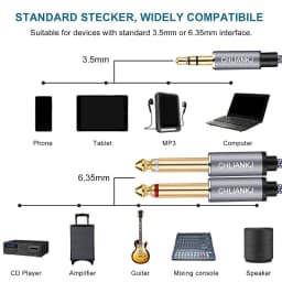 Shuliancable 3.5 Mm 1/8 TRS to Dual 6.35 Mm 1/4 TS Cable, Suitable for iPhone, iPod, Multimedia Speakers