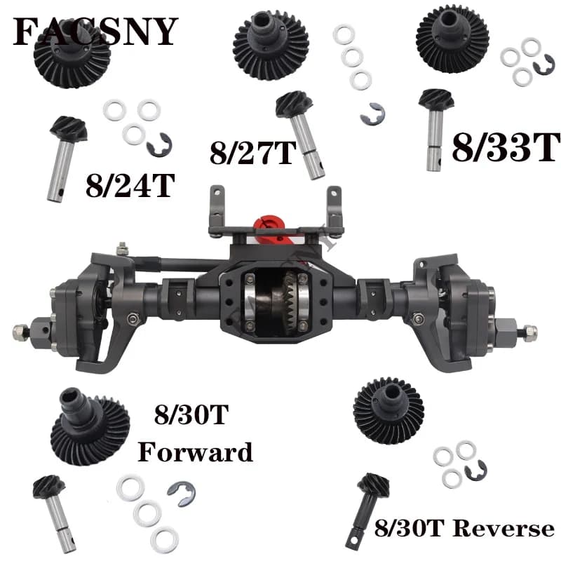 8T 24T/27T/30T/33T Steel Helical Bevel Axle Gear for 1/10 RC Crawler Axial SCX10 II III 90046 axi03014 RBX10 Capra 1.9 utb