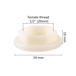5Pcs Flange 1/2" Female Thread Plastic Nuts Lock Nut Outer Hexagon Fastening Nut With Sealing Ring Pipeline Water Tank Accessori