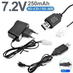 7.2V Battery Charger for NiCd NiMH Battery Input 100V-240V with Tamiya KET-2P Plug Charger for RC Toys 7.2V Charger with SM Plug