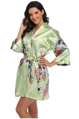 Satin Silk Women Wedding Bridemaid Robe Sexy Crane Print Bathrobe Short Long Kimono Night Gown Robe Fashion Dressing Gown Female