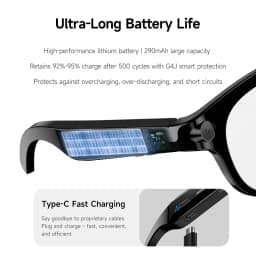 Lenovo AI Smart Glasses HD Camera LED Light Translation Dialogue 290mAh Battery Meeting Video Record Outdoor Sports Sunglasses