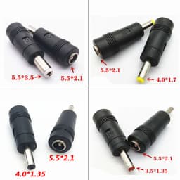 1/4pcs DC 5.5 x 2.1 MM female jack plug adapter Connectors to 5.5 x 2.5、4.0 x1.7、4.0×1.35、3.5×1.35 MM male tips power adaptor.