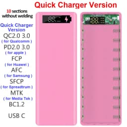 Welding Free 10*18650 Battery Storage Box 2 USB Power Bank Case 5/12V DIY Shell 18650 Battery Holder Case PD QC 3.0 Quick Charge