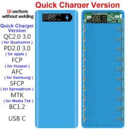 Welding Free 10*18650 Battery Storage Box 2 USB Power Bank Case 5/12V DIY Shell 18650 Battery Holder Case PD QC 3.0 Quick Charge