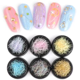 1 Box Nail Art Decoration Symphony Mermaid Line Gold Silver Color Silk Thread for DIY Nail Accessories Colorful Mesh Line Decor