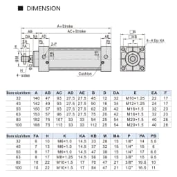 Standard Air Pneumatic Cylinders SC 32/40/50/63mm Bore Double Acting 50/75/100/125/150/175/200/250/300/350/400/500/1000mm Stroke