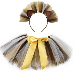 Girls Lion Tutu Skirt with Headband Fluffy Baby Girl Birthday Party Tutu Outfit Halloween Lion King Costume for Kids Tulle Skirt