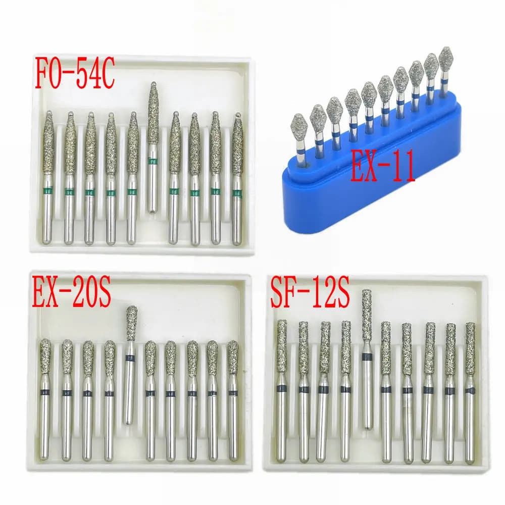 10pcs/box 1.6mm Shank Dental Diamond Burs Drill FG Diamond for High Speed Handpiece Burs Dentist Drills
