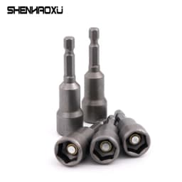 6mm~19mm 1pcs Power Nut Driver Set Magnetic Standard Socket Wrench 65mm 1/4" Hex Shank Power Tools Power Drills Impact Drivers
