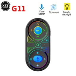 New G11 Air Mouse Google Voice Microphone RGB Gyro Mini Sensor Remote Control Backlight IR Learning 2.4G Wilress Rechargeable