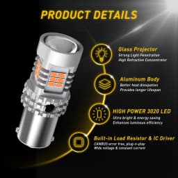 AUXITO 2x 1156 BAU15S PY21W LED Canbus No Hyper Flash BA15S P21W LED Bulb T20 W21W 7740 LED Lamp Bulbs Car Turn Signal Light 12V