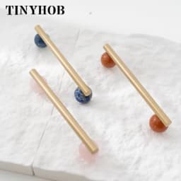 Tinyhob Nordic Art Handle/Natural Marble+Brass Handles and Knobs Drawer Pulls Kitchen Cabinet Knobs Pink  Furniture Hardware