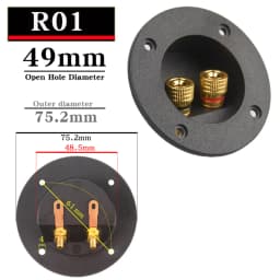 HIFIDIY LIVE Square Circle (Install Hole 49-76) Speaker Junction Box Terminal Shell 2 Copper Binding Post Wire Cable Connector
