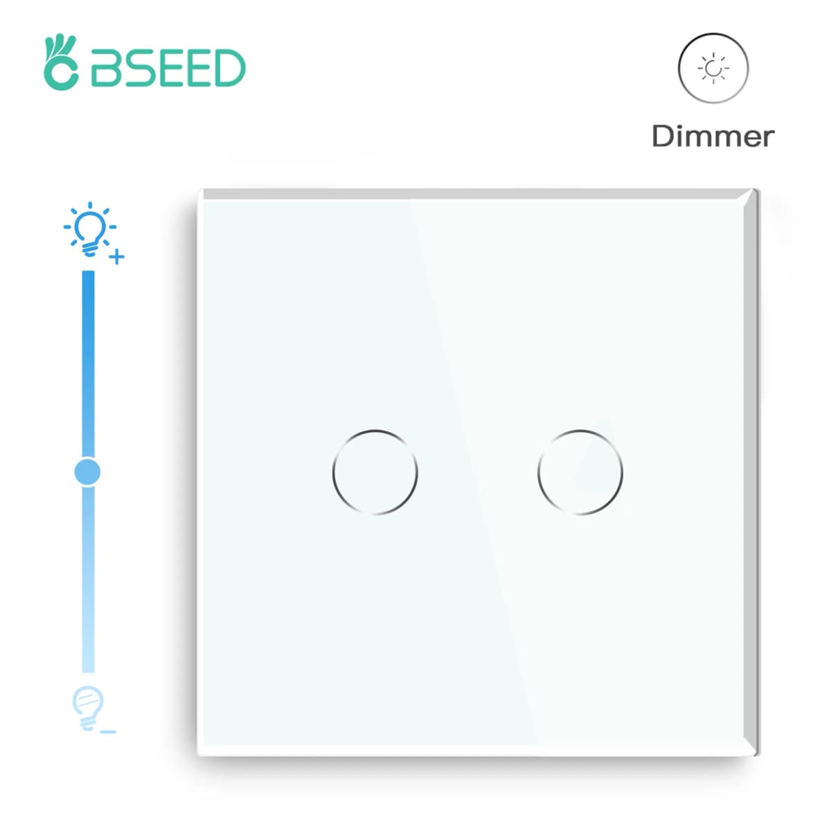 Bseed EU Standard Touch Dimmer Switch 2 Gang 1 Way Led White Black Grey Gloden Crystal Class Panel Dimmer With Adapter