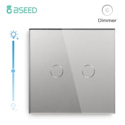 Bseed EU Standard Touch Dimmer Switch 2 Gang 1 Way Led White Black Grey Gloden Crystal Class Panel Dimmer With Adapter