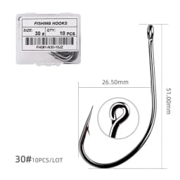 10PcS/Box Sea Big Hooks 18#-30# High Carbon Steel Fishing Hooks Fly Jig Hook Carp Fishing Hook Saltwater Jig Lure Sea Fishhook