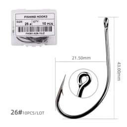 10PcS/Box Sea Big Hooks 18#-30# High Carbon Steel Fishing Hooks Fly Jig Hook Carp Fishing Hook Saltwater Jig Lure Sea Fishhook