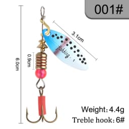 NGB Spinner Bait 4.4g 7.1g 12.6g 17.7g 26.2g Spoon Lures Pike Metal With Treble Hooks Arttificial Bass Bait Fishing Lure