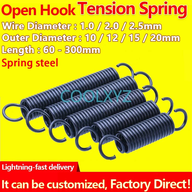 Open Hook Tension Spring Pullback Spring Coil Extension Spring Draught Spring Wire Diameter 2.5mm Outer Diameter 20mm