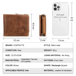 CONTACT'S Men Short Wallets Genuine Leather Wallet Male Coin Purse Trifold Card Holder Money Clip Pocket Mini Wallets Men's Bag