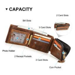 CONTACT'S Men Short Wallets Genuine Leather Wallet Male Coin Purse Trifold Card Holder Money Clip Pocket Mini Wallets Men's Bag