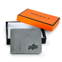 CONTACT'S Men Short Wallets Genuine Leather Wallet Male Coin Purse Trifold Card Holder Money Clip Pocket Mini Wallets Men's Bag