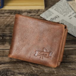 CONTACT'S Men Short Wallets Genuine Leather Wallet Male Coin Purse Trifold Card Holder Money Clip Pocket Mini Wallets Men's Bag