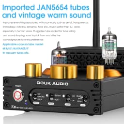 Douk Audio X1 HiFi JAN5725 Vacuum Tube Amplifier Bluetooth5.0 Receiver MM Phono Amp for Home Turntables Power Amp APTX-HD 160W*2