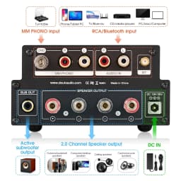 Douk Audio X1 HiFi JAN5725 Vacuum Tube Amplifier Bluetooth5.0 Receiver MM Phono Amp for Home Turntables Power Amp APTX-HD 160W*2