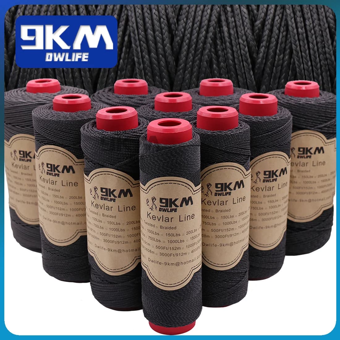 Braided Kevlar Line Black 50-1500 Lbs Fishing Assist Rope High Strength Kite Flying Line Outdoor Camping Hiking Refractory Rope