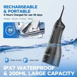 Portable F18 Water Flosser 4 Modes Water Floss USB Rechargeable 4 Nozzles Oral Water Jet 200ml Water Tank Waterproof