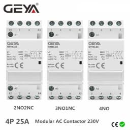 GEYA Din Rail Automatic Modular Household Contactor AC230V 4P 25A 4NO 2NO2NC 3NO1NC 50/60Hz