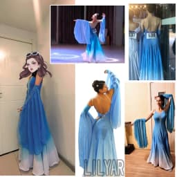 Ballroom Dance Dress Standard Skirt Competition Dress Costumes Performing Dress Customize Adult Children Blue Sparkly Rhinestone
