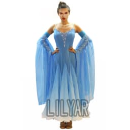 Ballroom Dance Dress Standard Skirt Competition Dress Costumes Performing Dress Customize Adult Children Blue Sparkly Rhinestone