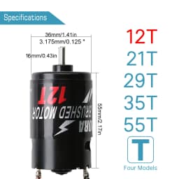 INJORA 550 Brushed Motor Waterproof 12T 21T 29T 35T 55T for 1:10 RC Crawler Axial SCX10 AXI03007 JL 90046 Slash TRX4 TRX6