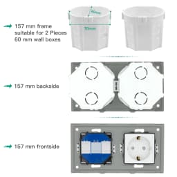 BSEED Touch Light Switch Wall Socket Glass 1/2/3Gang Touch Screen Switch Power Outlet Max.300W/Gang Led Switch Wall Socket Black