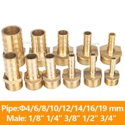 Brass Pipe Fitting 4mm 6mm 8mm 10mm 12mm 19mm Hose Barb Tail 1/8" 1/4" 1/2" 3/8" BSP Male Connector Joint Copper Coupler Adapter