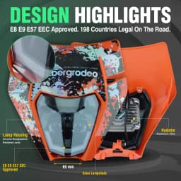PowerZone Motorcycle Headlight Headlamp Head Light Supermoto Fairing For KTM EXC SXF MX Dirt Bike Enduro Headlight