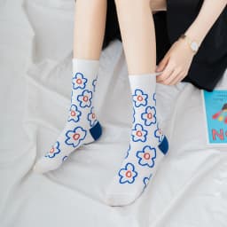 Fashion Women'S Socks Korea Style Flower Pattern Print Socks Ins Style Short Sock Women Autumn Winter Cute Streetwear Sox Girls