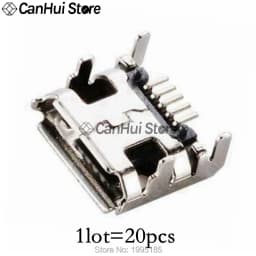 20-60pcs 5 Pin SMT Socket Connector Micro USB Type B Female Placement 12 Models SMD DIP Socket Connector