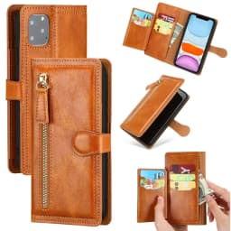 Luxury Leather Zipper Flip Wallet Case For iPhone 16 Pro Max 15 14 13 12 11 SE 2020 2022 Card Holder Stand Cover