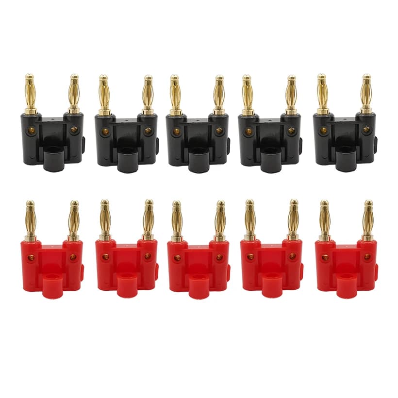 10Pcs/5Pair Double Row 4mm Banana Plug Audio Speaker Connector Twin Banana Plug Amplifier Terminal Couple Banana Socket Adapter