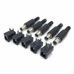 10PCS DC Power Connector pin 2.1x5.5mm Female Plug Jack + Male Plug Jack Socket Adapter PCB Mount DIY Adapter Connector 5.5x2.1