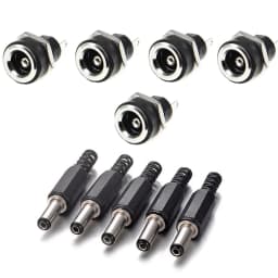 10PCS DC Power Connector pin 2.1x5.5mm Female Plug Jack + Male Plug Jack Socket Adapter PCB Mount DIY Adapter Connector 5.5x2.1
