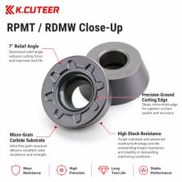 10PCS Carbide Milling Insert RPMT08T2 RPMT10T3 RPMT1204 RPMW1003 RDMW1605 Indexable Turning Tool CNC Lathe Milling Cutter