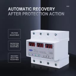TOMZN Three Phase Adjustable Over and Under Voltage Protector 3 Phase Automatic Recovery Protective Device Reset 63A 380V
