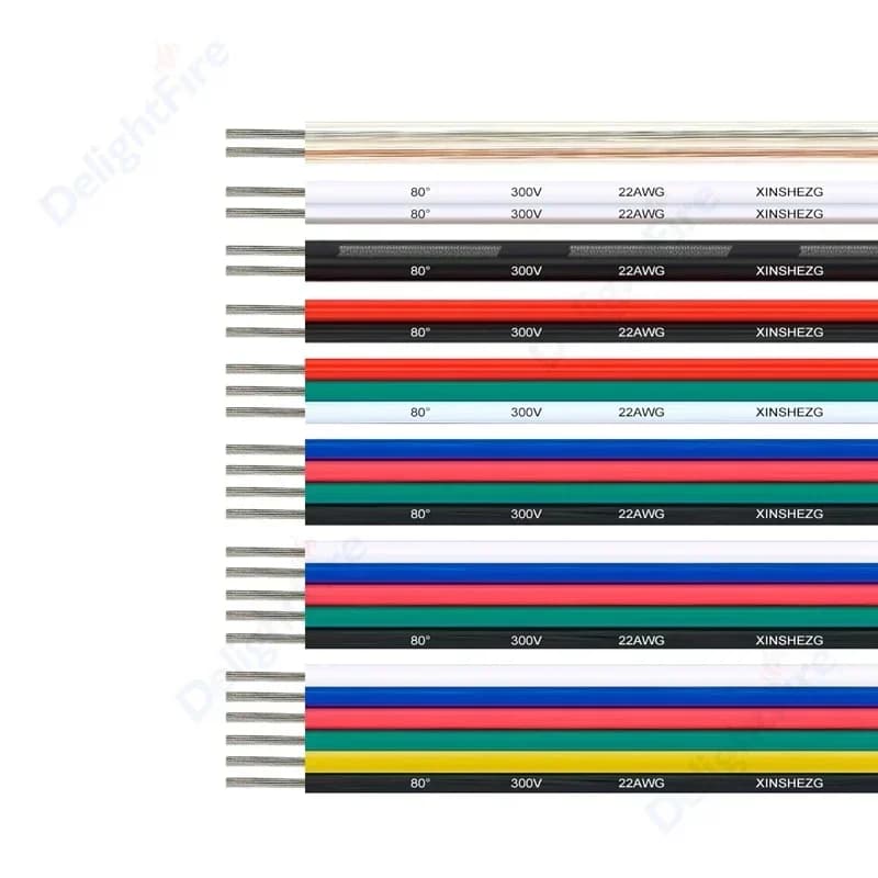 2/3/4/5/6pin Electrical Wire LED Cable 5-100m LED Extension Cable For RGB RGBW RGBWW SMD WS2812B LED Strip Light JST Connector