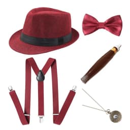 1920S Mens Great Gatsby Accessories Set Roaring 20s 30s Retro Gangster Costume tie hat