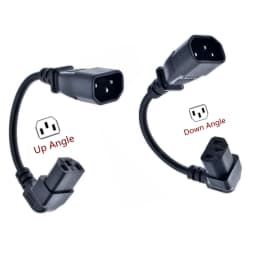IEC60320 C13 Angle Converter Angle Extension Cable C13 to C14 PDU Up Down Right Angle Power Cables Male to Female AC Power Cord